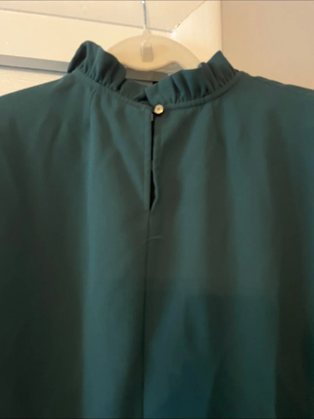 J Crew Ruffled High-Neck Long-Sleeve Blouse - Teal